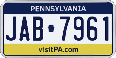 PA license plate JAB7961
