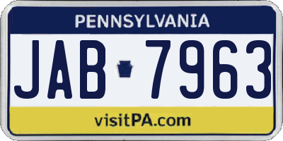 PA license plate JAB7963