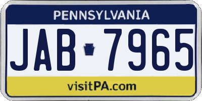 PA license plate JAB7965