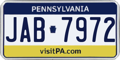 PA license plate JAB7972