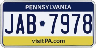 PA license plate JAB7978