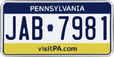 PA license plate JAB7981