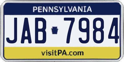 PA license plate JAB7984
