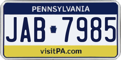 PA license plate JAB7985