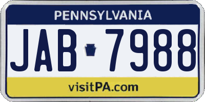 PA license plate JAB7988