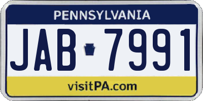 PA license plate JAB7991