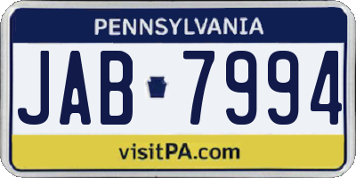 PA license plate JAB7994