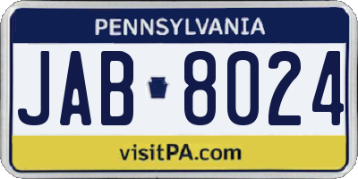 PA license plate JAB8024