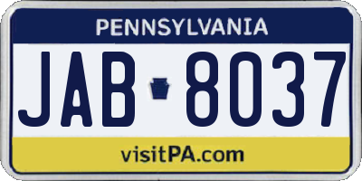 PA license plate JAB8037