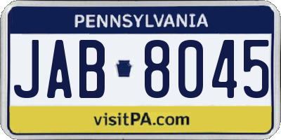 PA license plate JAB8045