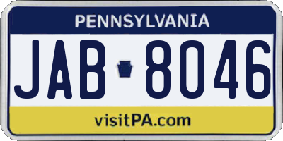 PA license plate JAB8046