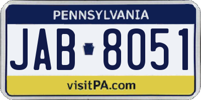 PA license plate JAB8051