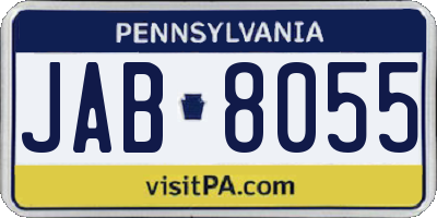 PA license plate JAB8055