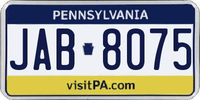 PA license plate JAB8075