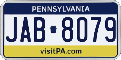 PA license plate JAB8079