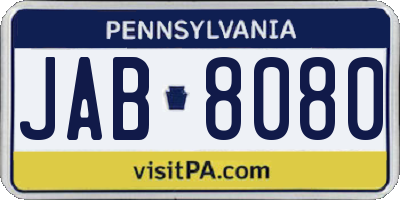 PA license plate JAB8080
