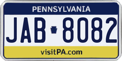 PA license plate JAB8082