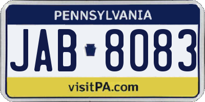 PA license plate JAB8083