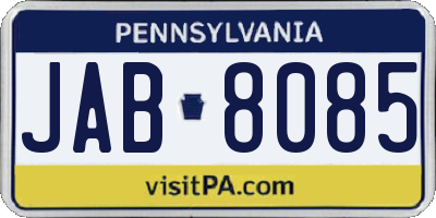PA license plate JAB8085