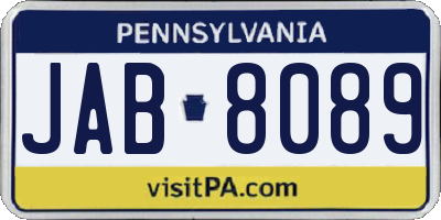 PA license plate JAB8089