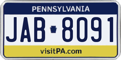 PA license plate JAB8091