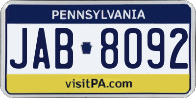 PA license plate JAB8092