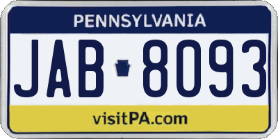 PA license plate JAB8093