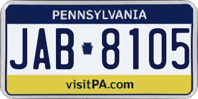 PA license plate JAB8105