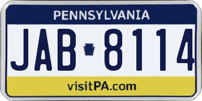 PA license plate JAB8114