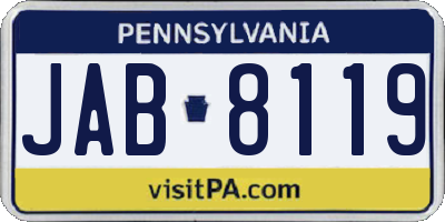 PA license plate JAB8119