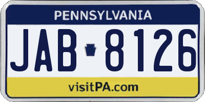 PA license plate JAB8126