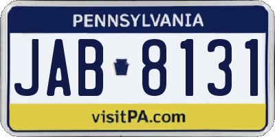 PA license plate JAB8131