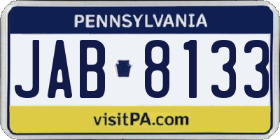PA license plate JAB8133