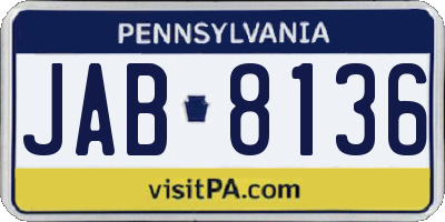 PA license plate JAB8136