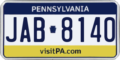 PA license plate JAB8140