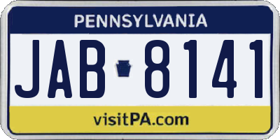 PA license plate JAB8141