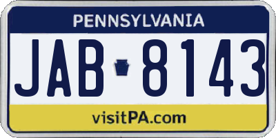 PA license plate JAB8143