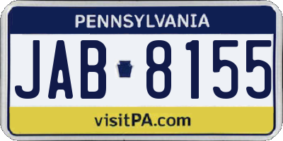 PA license plate JAB8155