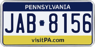 PA license plate JAB8156