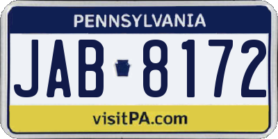 PA license plate JAB8172