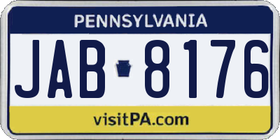 PA license plate JAB8176