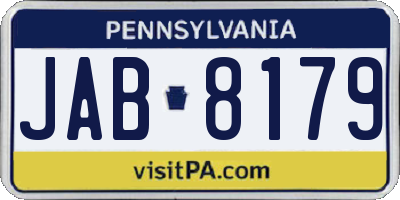 PA license plate JAB8179