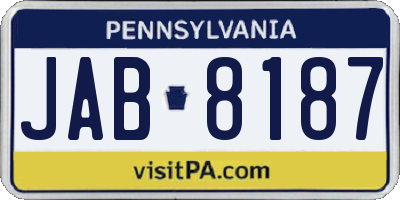 PA license plate JAB8187