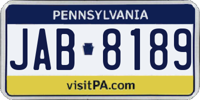 PA license plate JAB8189