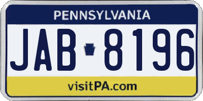 PA license plate JAB8196