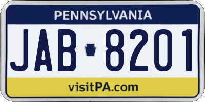PA license plate JAB8201