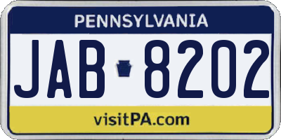 PA license plate JAB8202