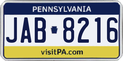 PA license plate JAB8216