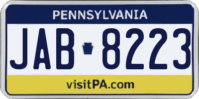 PA license plate JAB8223