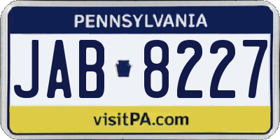 PA license plate JAB8227